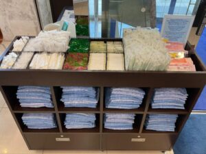 a shelf with items on it